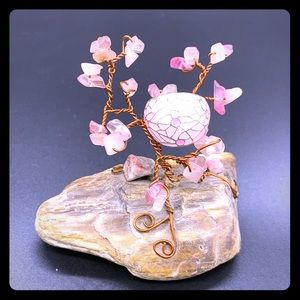 Sterling silver pink enamel ring size 8